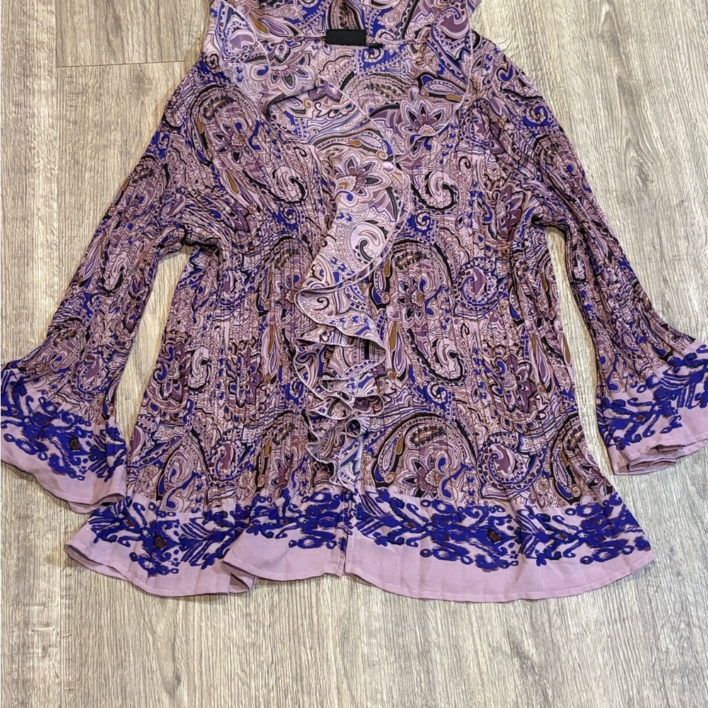 Avenue Purple and Blue Paisley Blouse